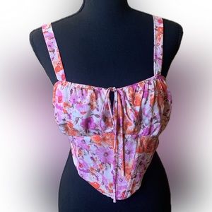 NWT  Fashion Nova Felicity Floral Corset Top. Size: Medium Color: Ivory/combo